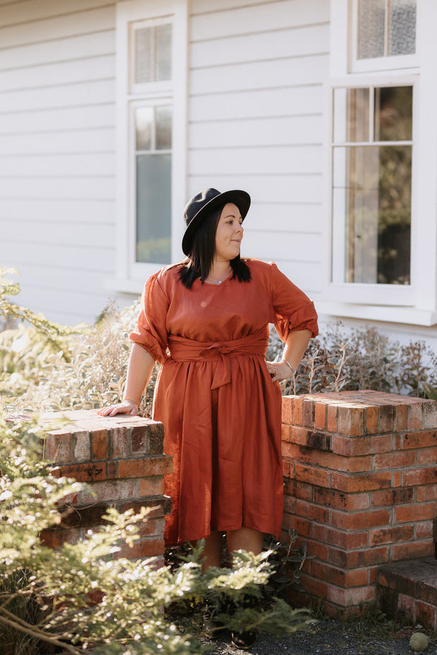 Ruby \u0026 Rain | Cliff Wrap Dress - Terracotta | 100% NZ Made Curve Clothing